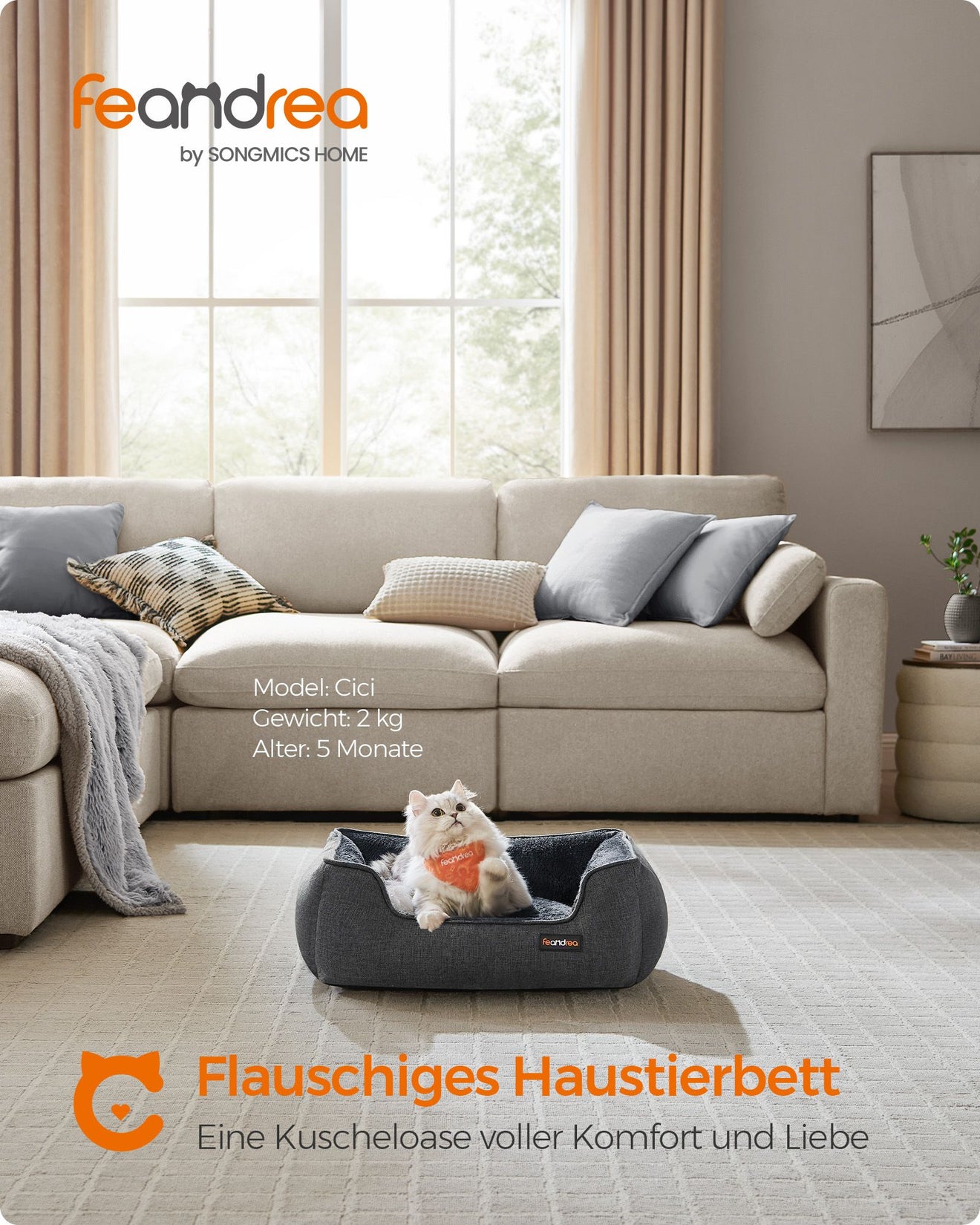 Hondenmand Met Verhoogde Randen S - Linnenlook Met Pluche - Afneembare Hoes