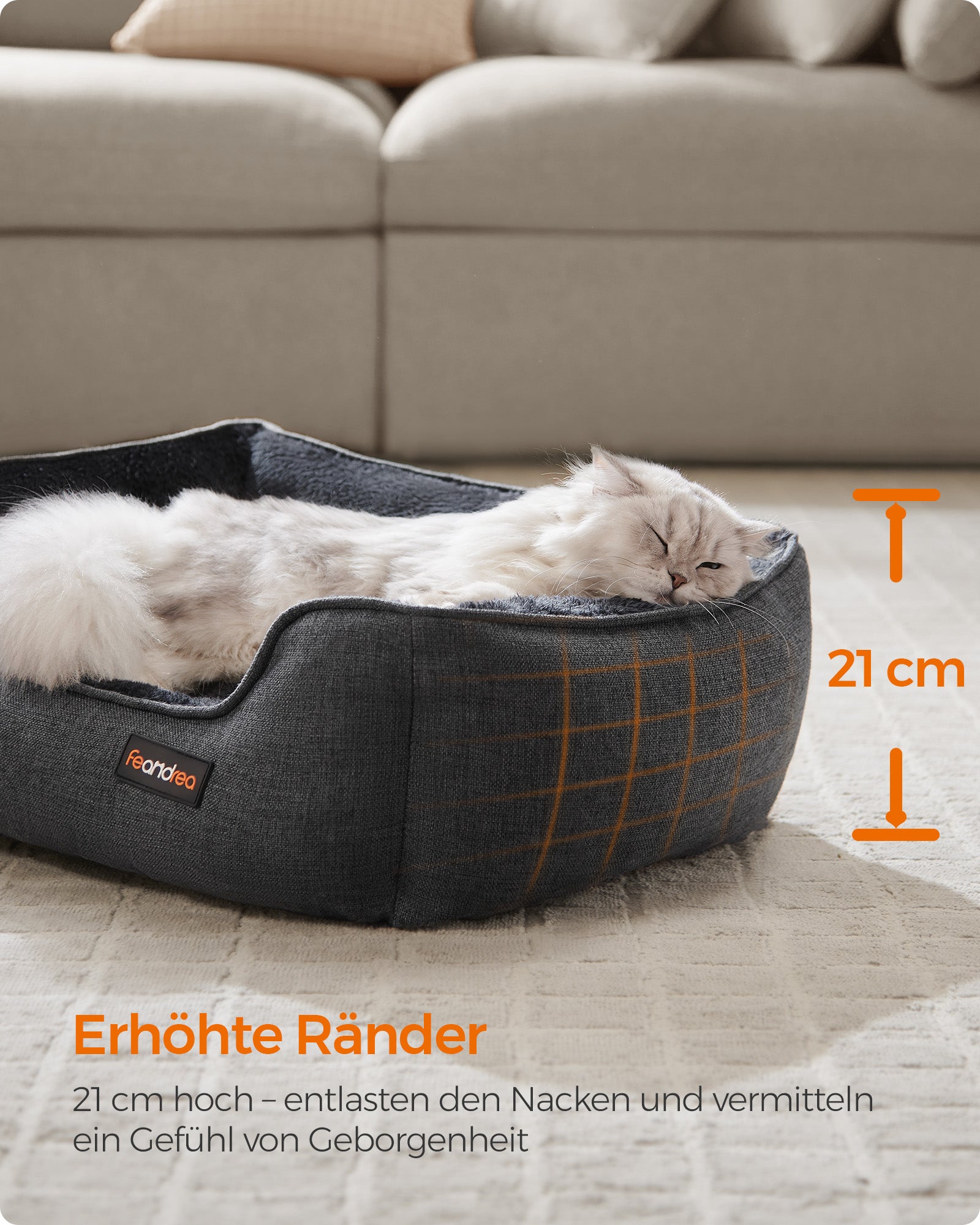 Hondenmand Met Verhoogde Randen S - Linnenlook Met Pluche - Afneembare Hoes