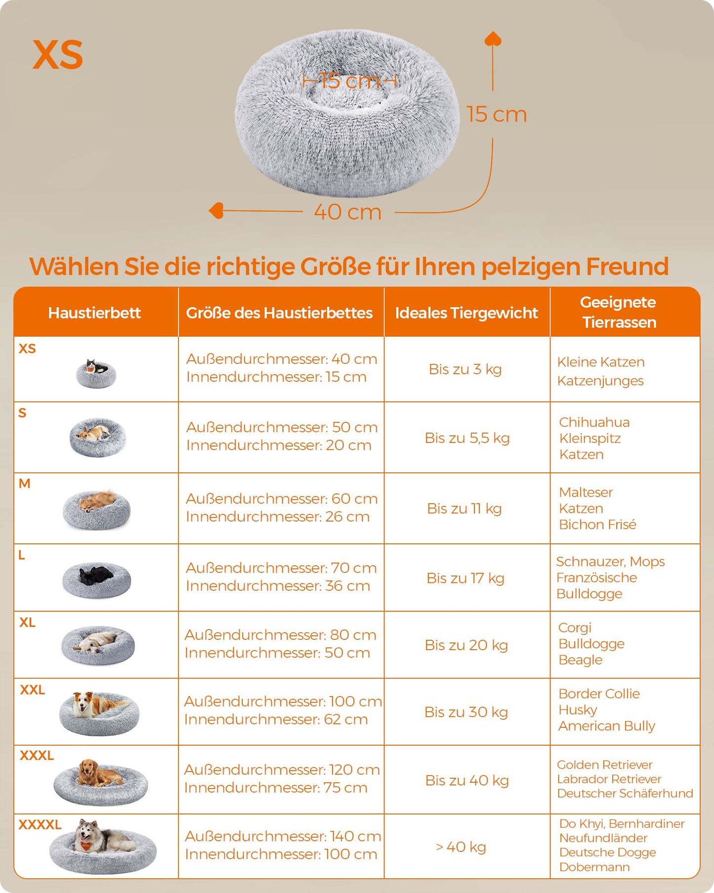 Mini Donut Bedje 40 cm - Voor Kittens En Mini Rassen - Zacht Pluche