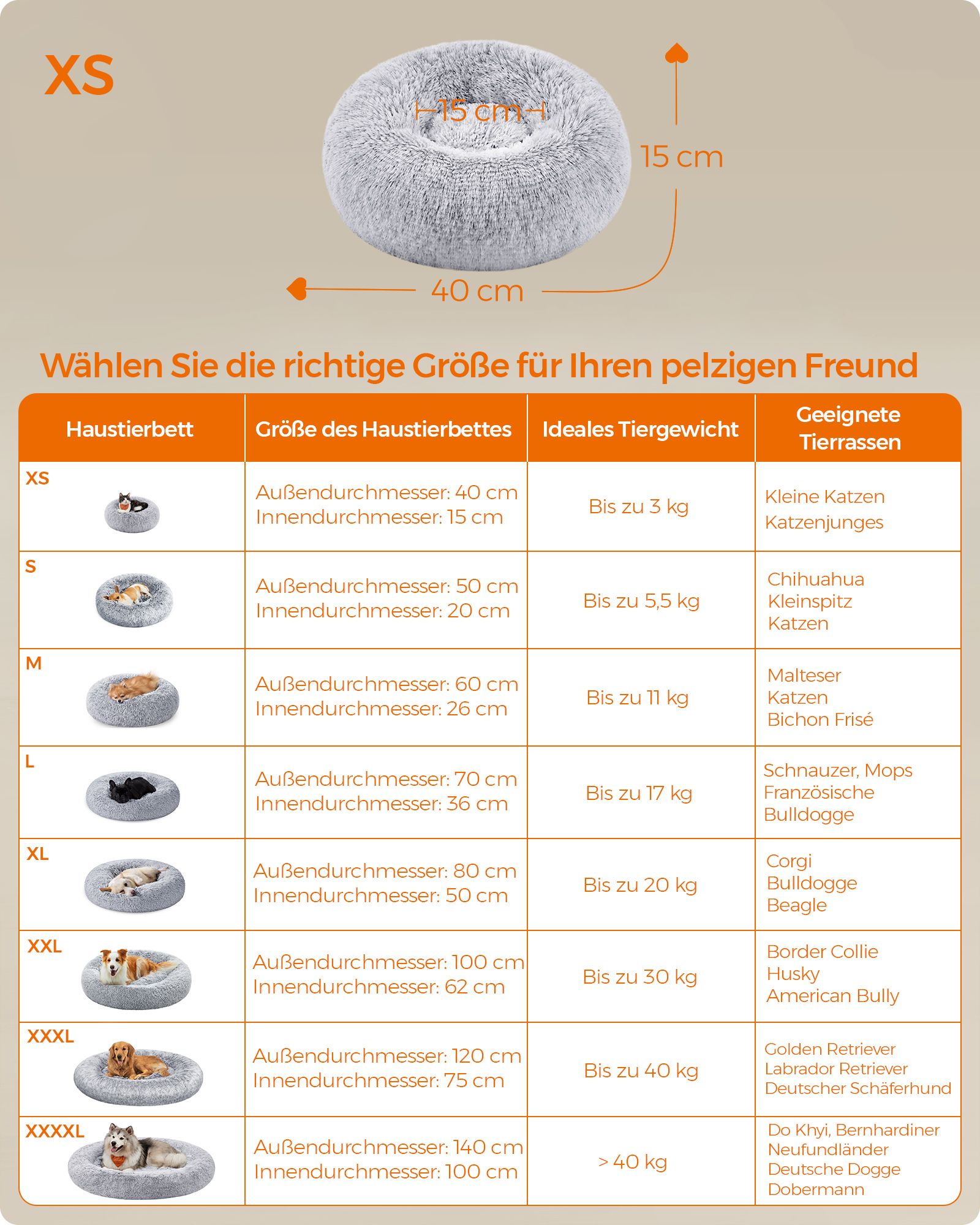 Mini Donut Bedje 40 cm - Voor Kittens En Mini Rassen - Zacht Pluche