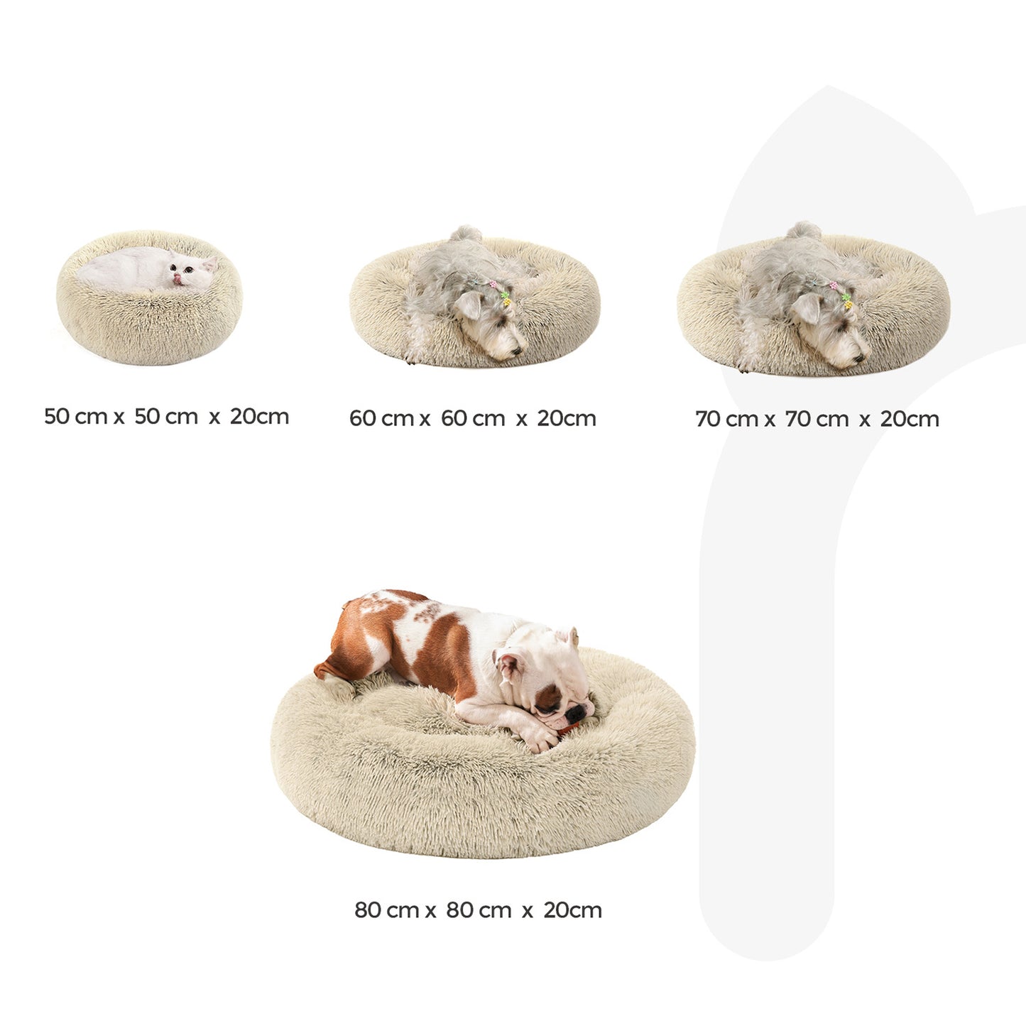 Klein Rond Hondenbedje 50 cm - Uitneembaar Kussen - Voor Puppy's En Katten