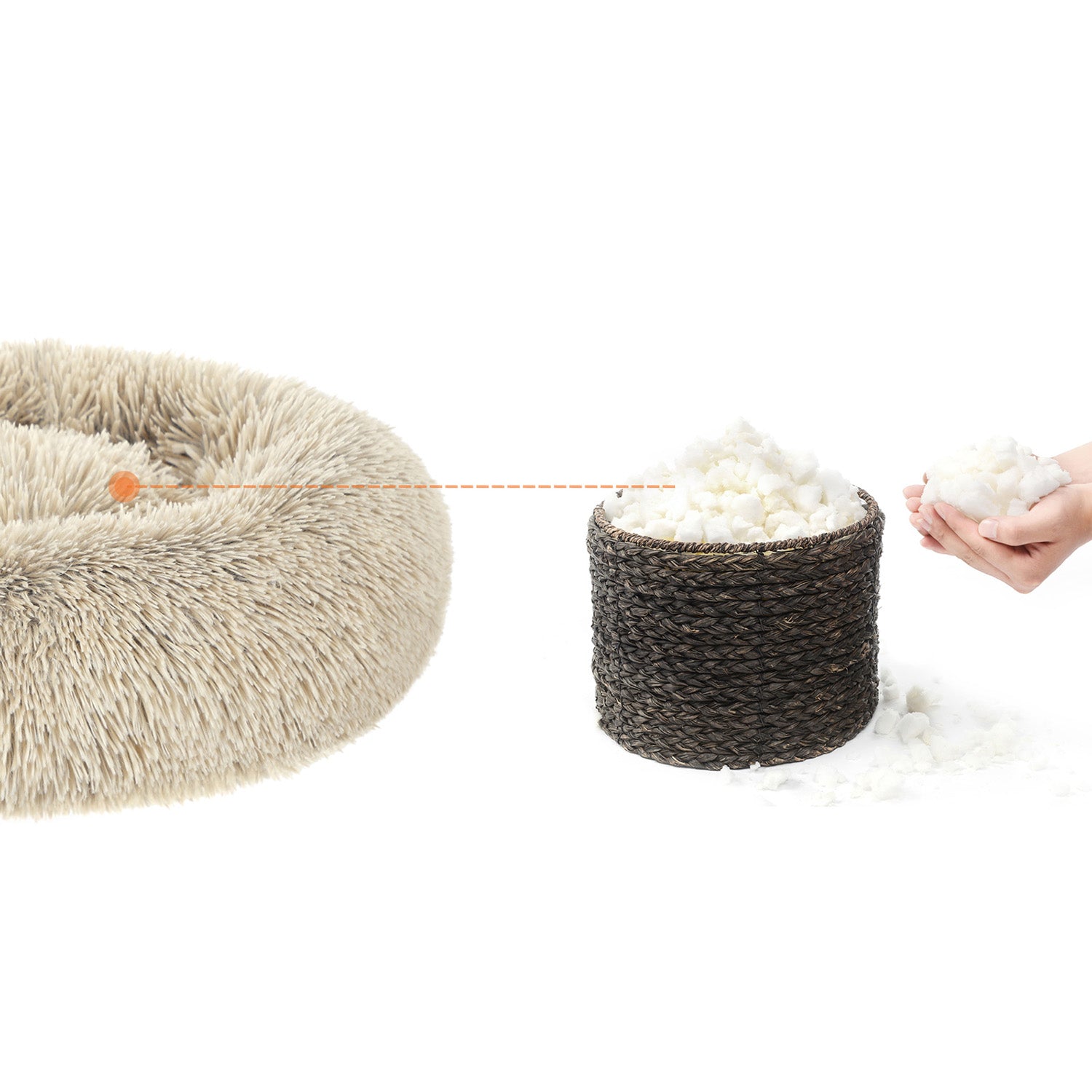 Klein Rond Hondenbedje 50 cm - Uitneembaar Kussen - Voor Puppy's En Katten