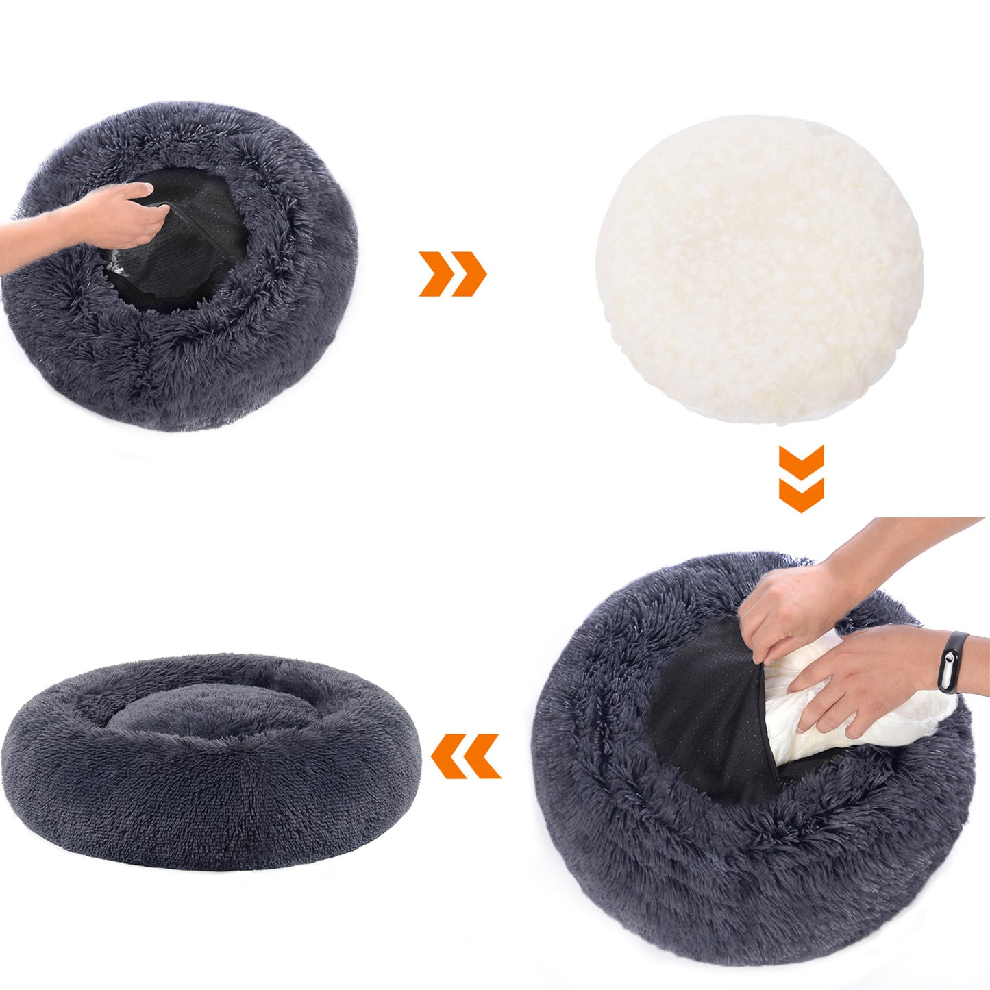 Klein Donut Hondenbed 60 cm - Zacht Pluche - In 7 Kleuren