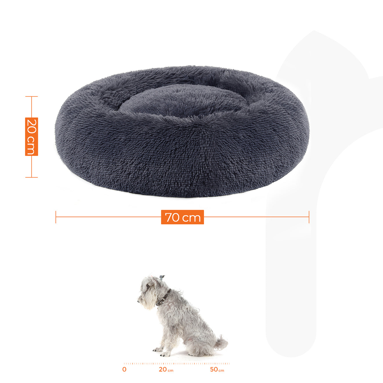 Donut Hondenbed 70 cm Met Uitneembaar Kussen - Kauwbestendig Pluche - In 6 Kleuren