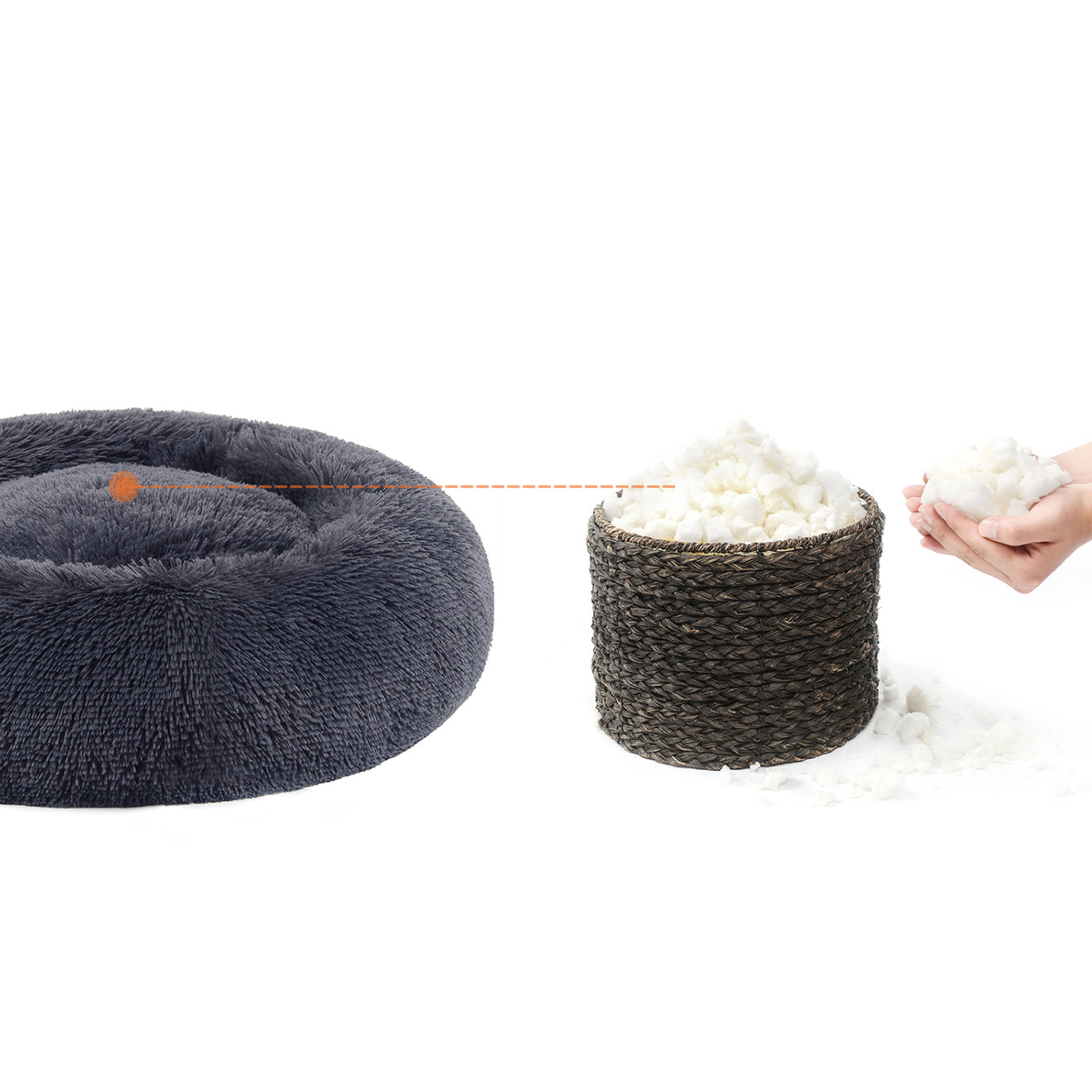 Donut Hondenbed 70 cm Met Uitneembaar Kussen - Kauwbestendig Pluche - In 6 Kleuren
