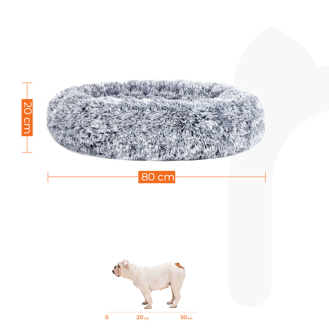 Fluffy Donut Hondenbed 80 cm - Langharig Pluche - Afneembare Wasbare Hoes