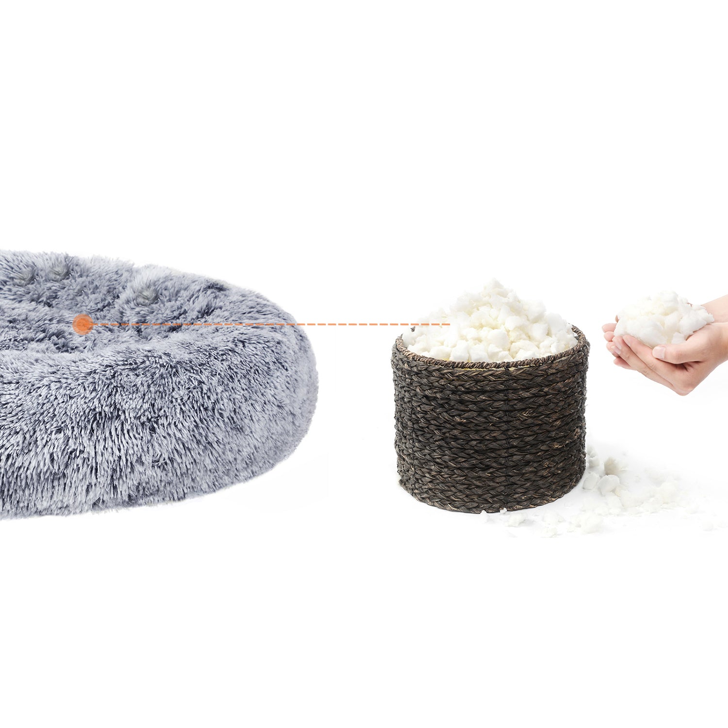 Fluffy Donut Hondenbed 80 cm - Langharig Pluche - Afneembare Wasbare Hoes