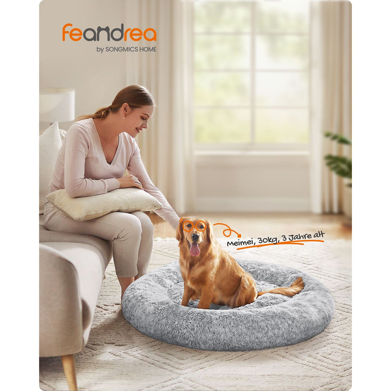 Groot Rond Hondenbed 120 cm - Uitneembaar Middenkussen - Stevig Pluche