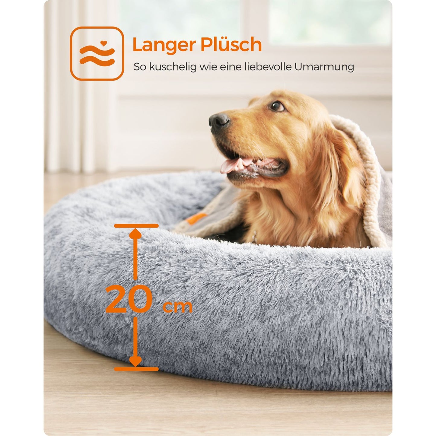 Groot Rond Hondenbed 120 cm - Uitneembaar Middenkussen - Stevig Pluche