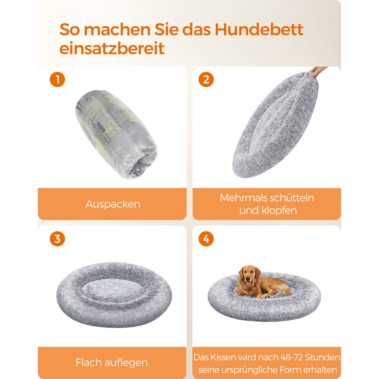 Groot Rond Hondenbed 120 cm - Uitneembaar Middenkussen - Stevig Pluche