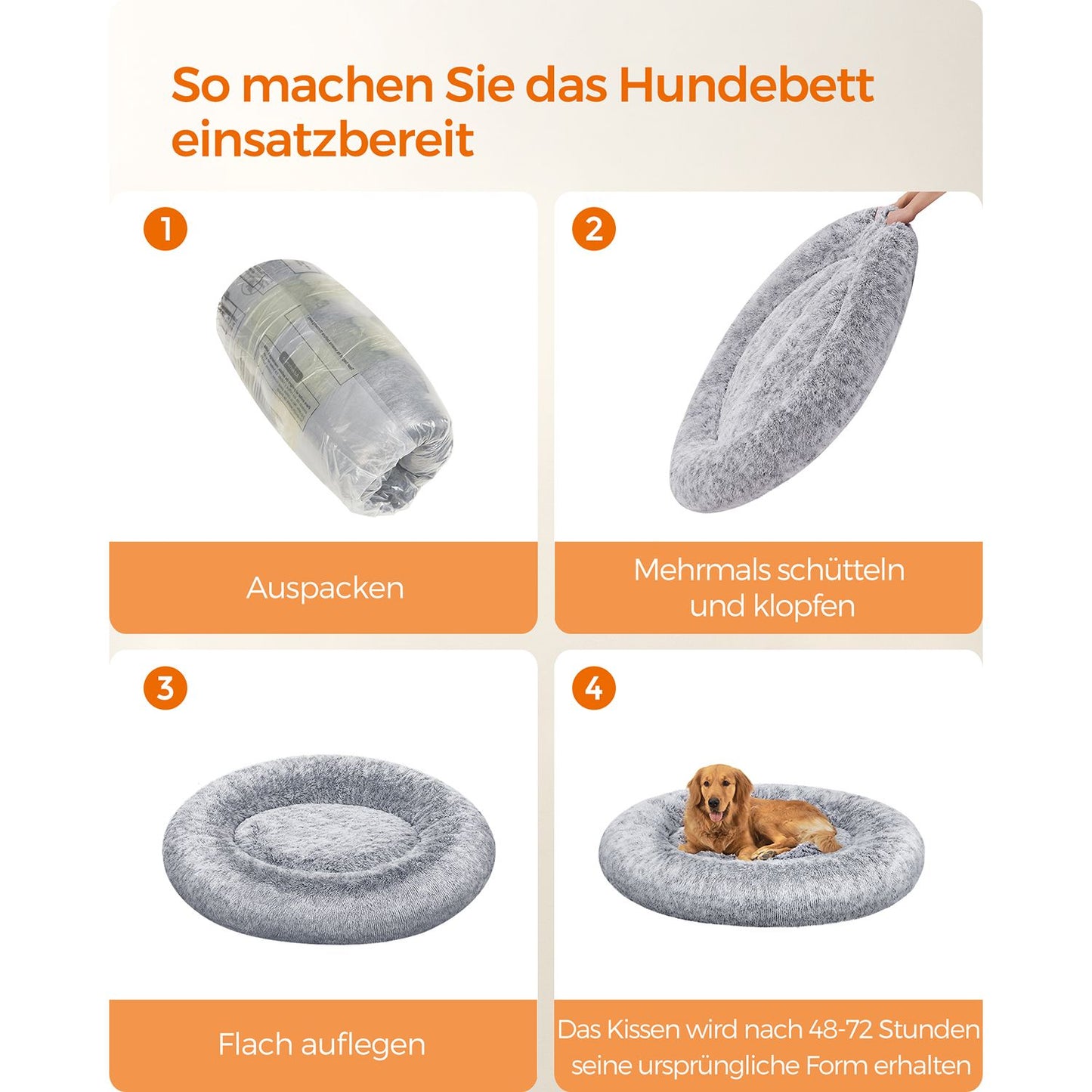 Groot Rond Hondenbed 120 cm - Uitneembaar Middenkussen - Stevig Pluche