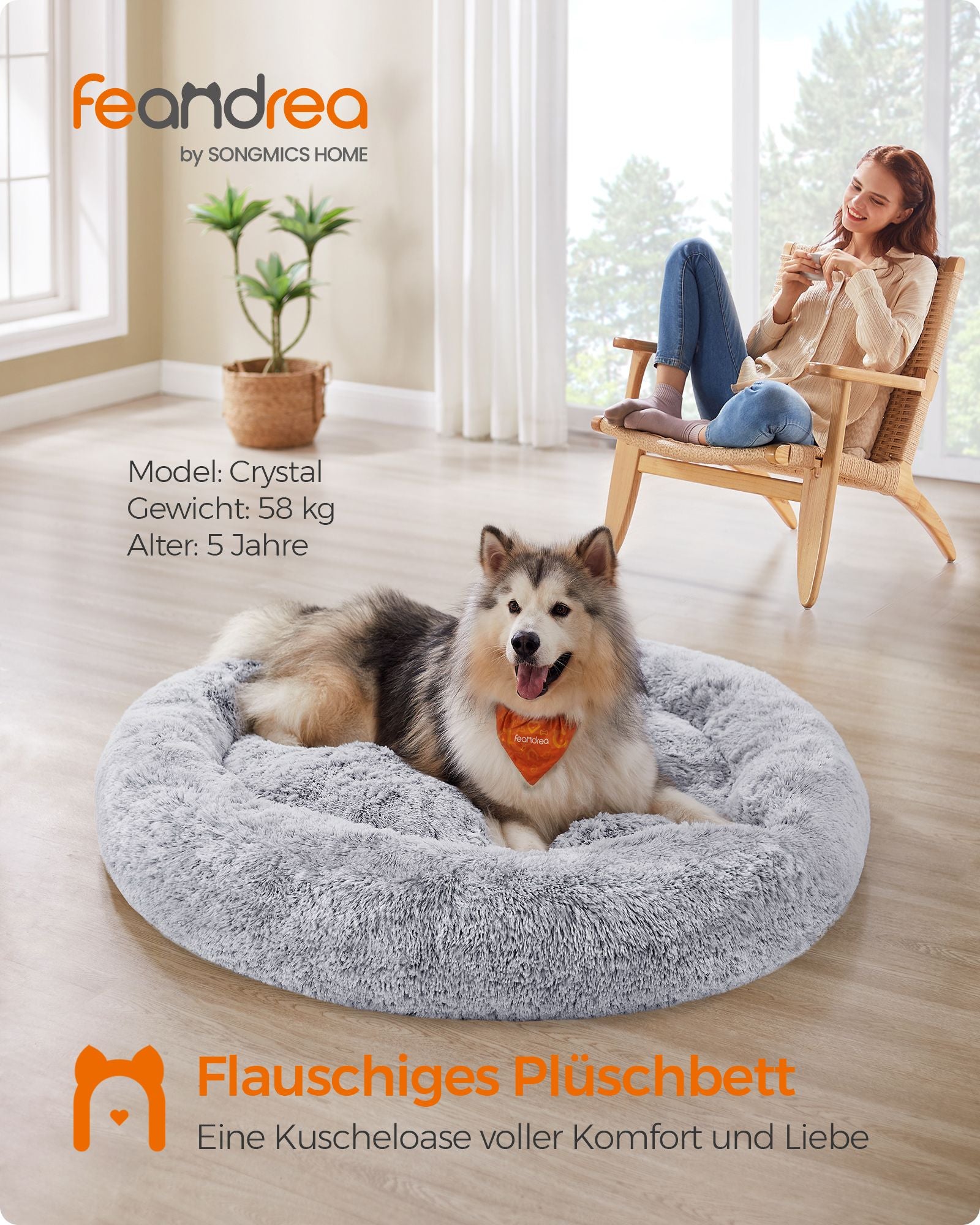 Extra Groot Rond Hondenbed 140 cm - Uitneembaar Middenkussen - Voor Grote Honden