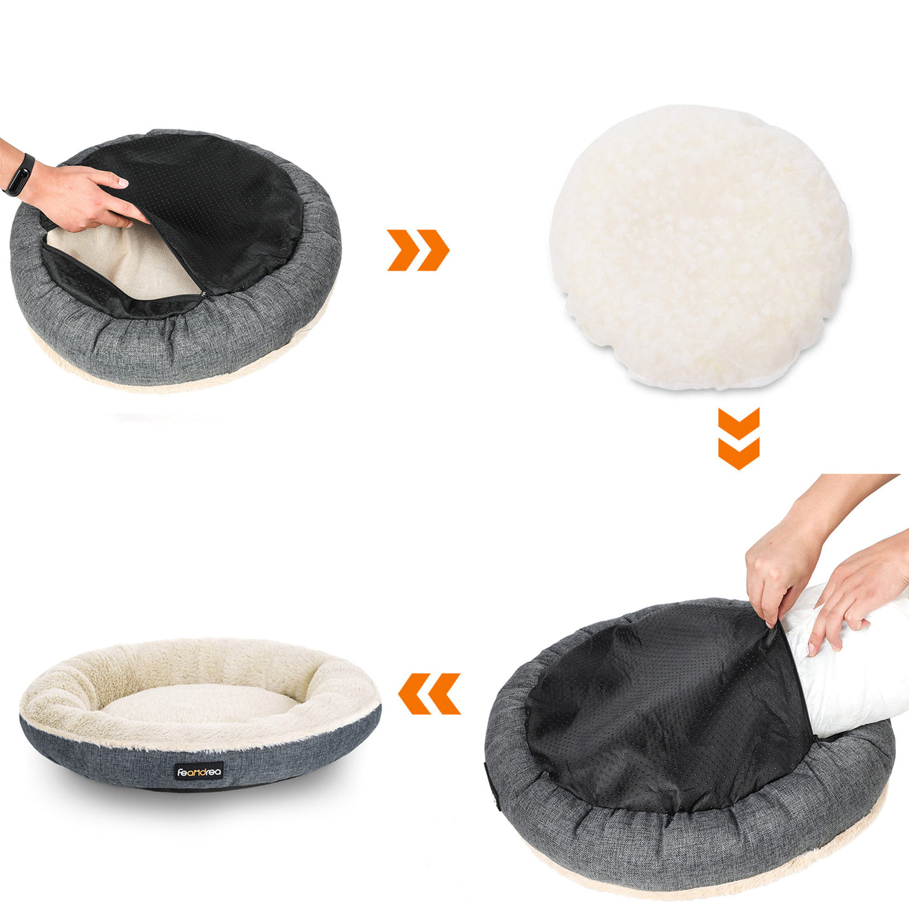 Donut Hondenbed 55 cm Met Memory Schuimvlokken - Extra Zachte Vulling - Antislip