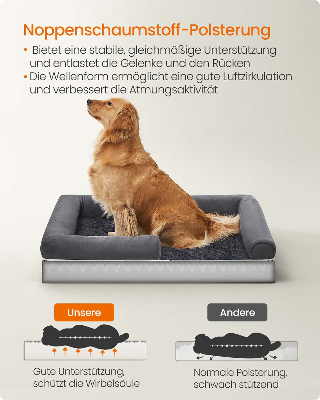 Orthopedisch Hondenbed Met Waterafstotende Toplaag - Schuimkern - Verhoogde Randen