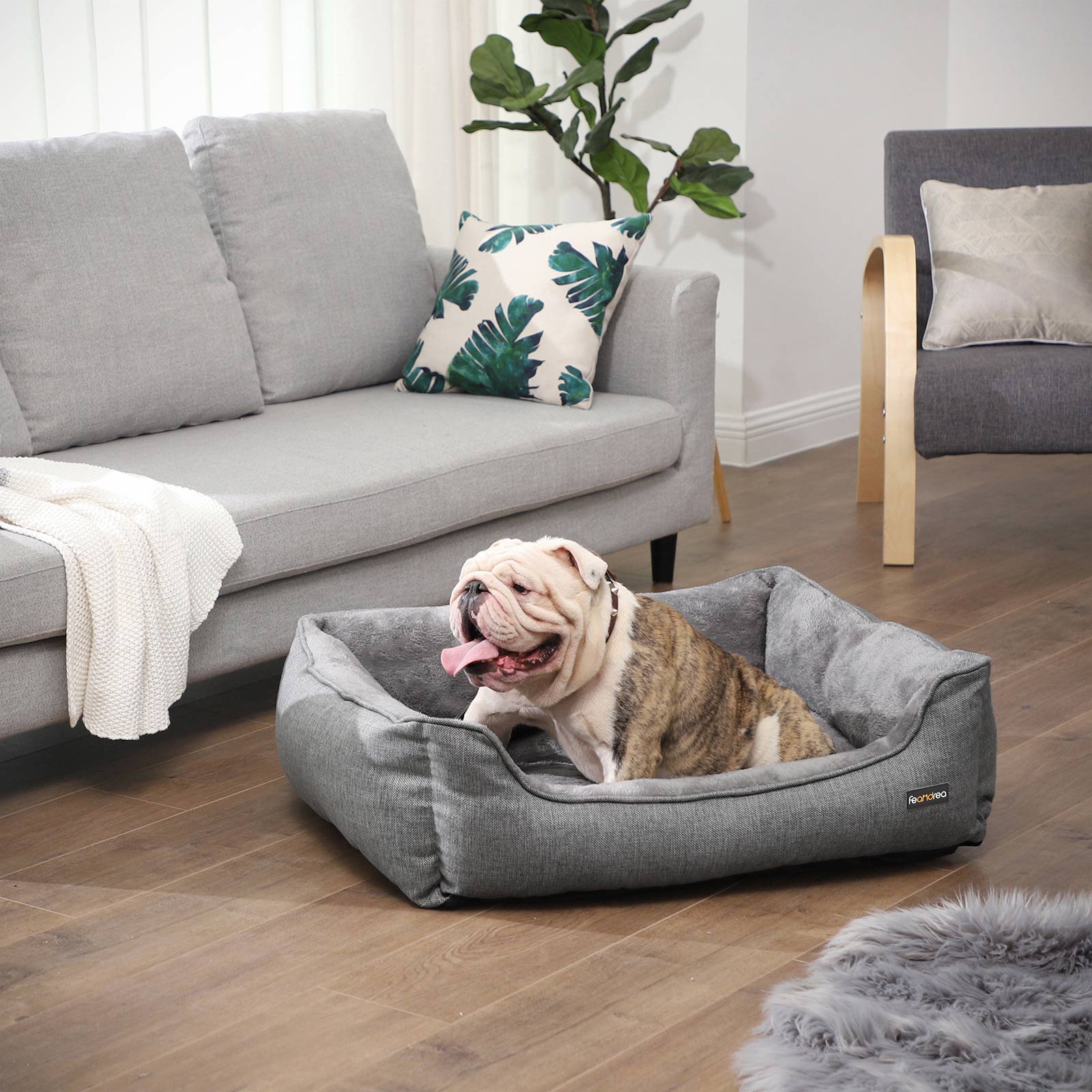 Wasbaar Hondenbed Met Antiallergeen Pluche - Afneembare Hoes - Voor Middelgrote Honden