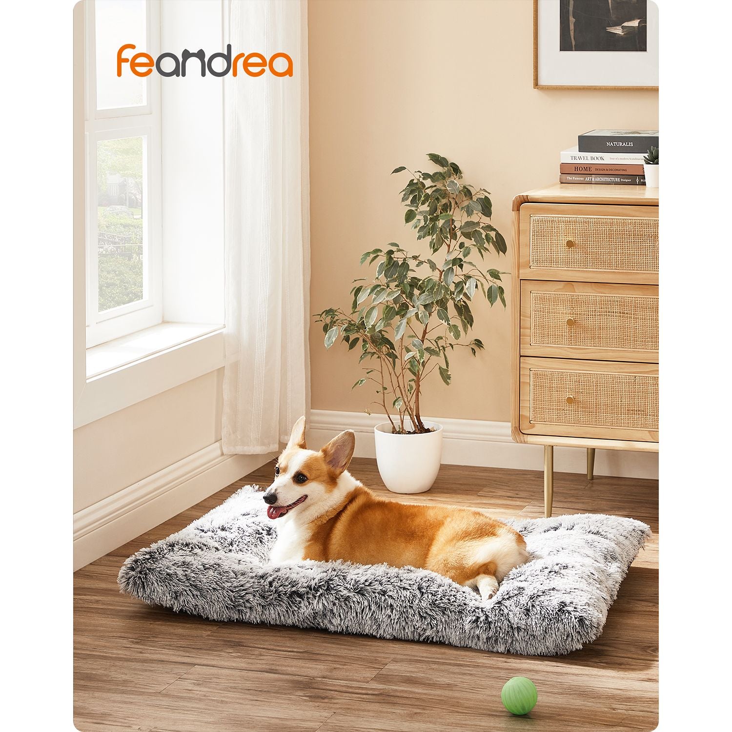 Fluffy Hondenmatras L - Lang Pluche Met Dikke Vulling - Oprolbaar