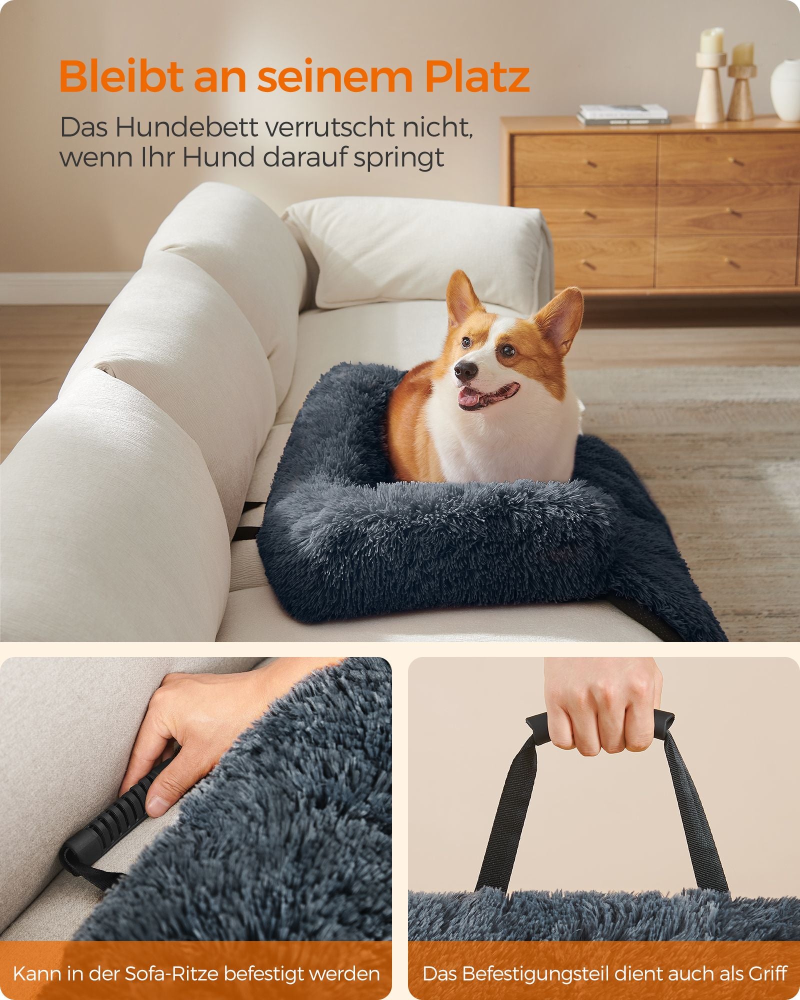 Bankbeschermend Hondenbed L - Waterdichte Onderzijde - Antislip Met Draaggreep
