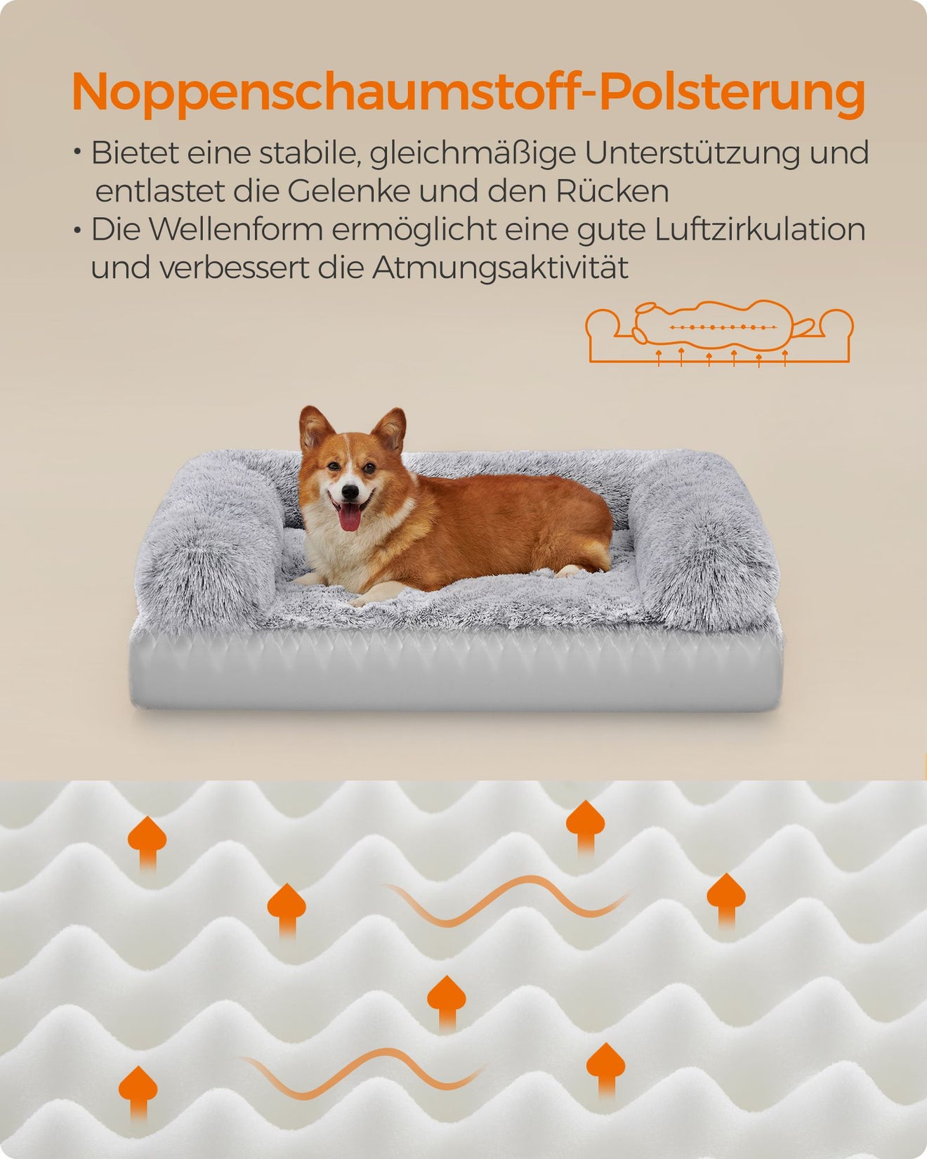 FluffyHug Hondenbed Met Afneembare Hoes - Noppenschuim - Gewrichtsvriendelijk