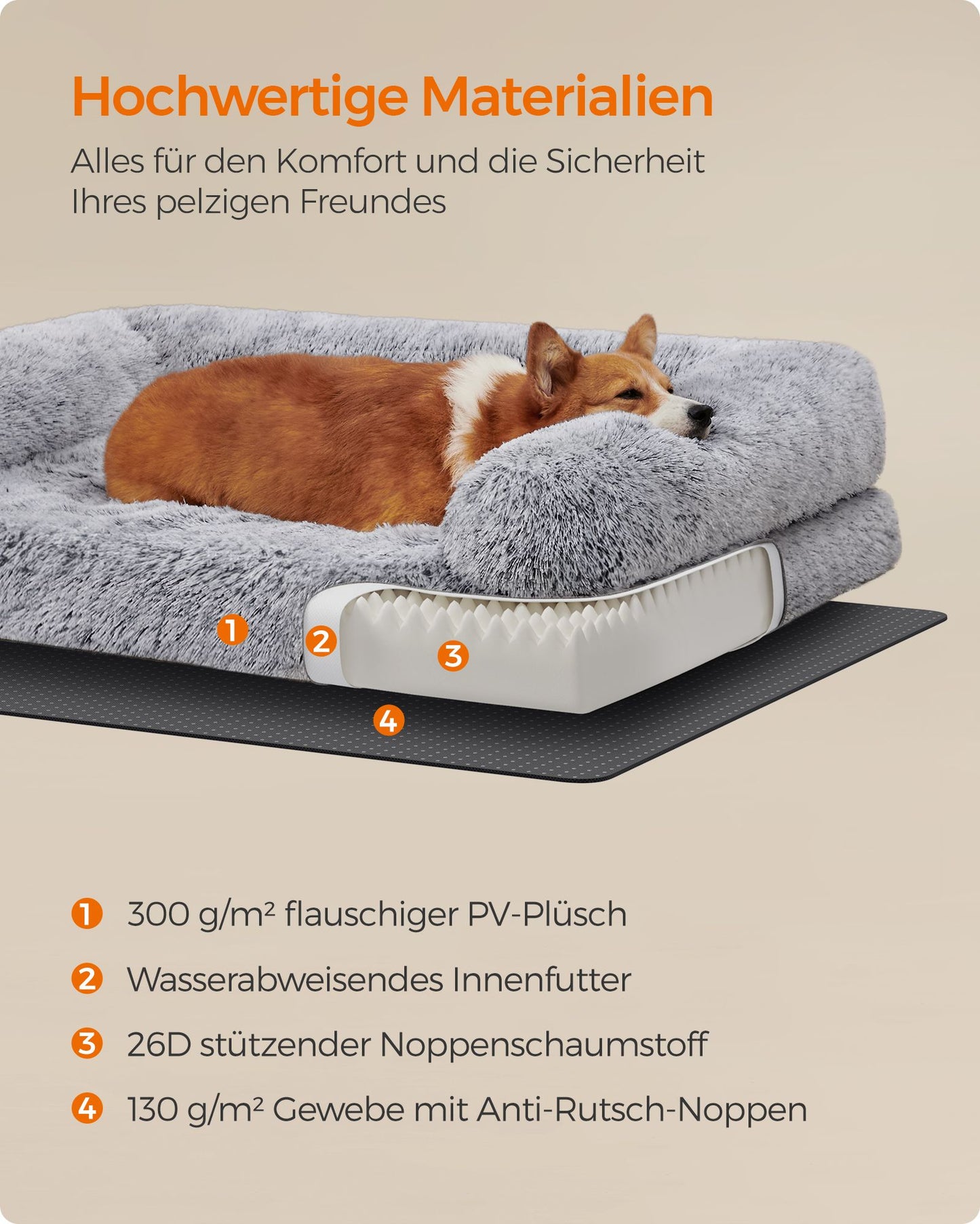 FluffyHug Hondenbed Met Afneembare Hoes - Noppenschuim - Gewrichtsvriendelijk
