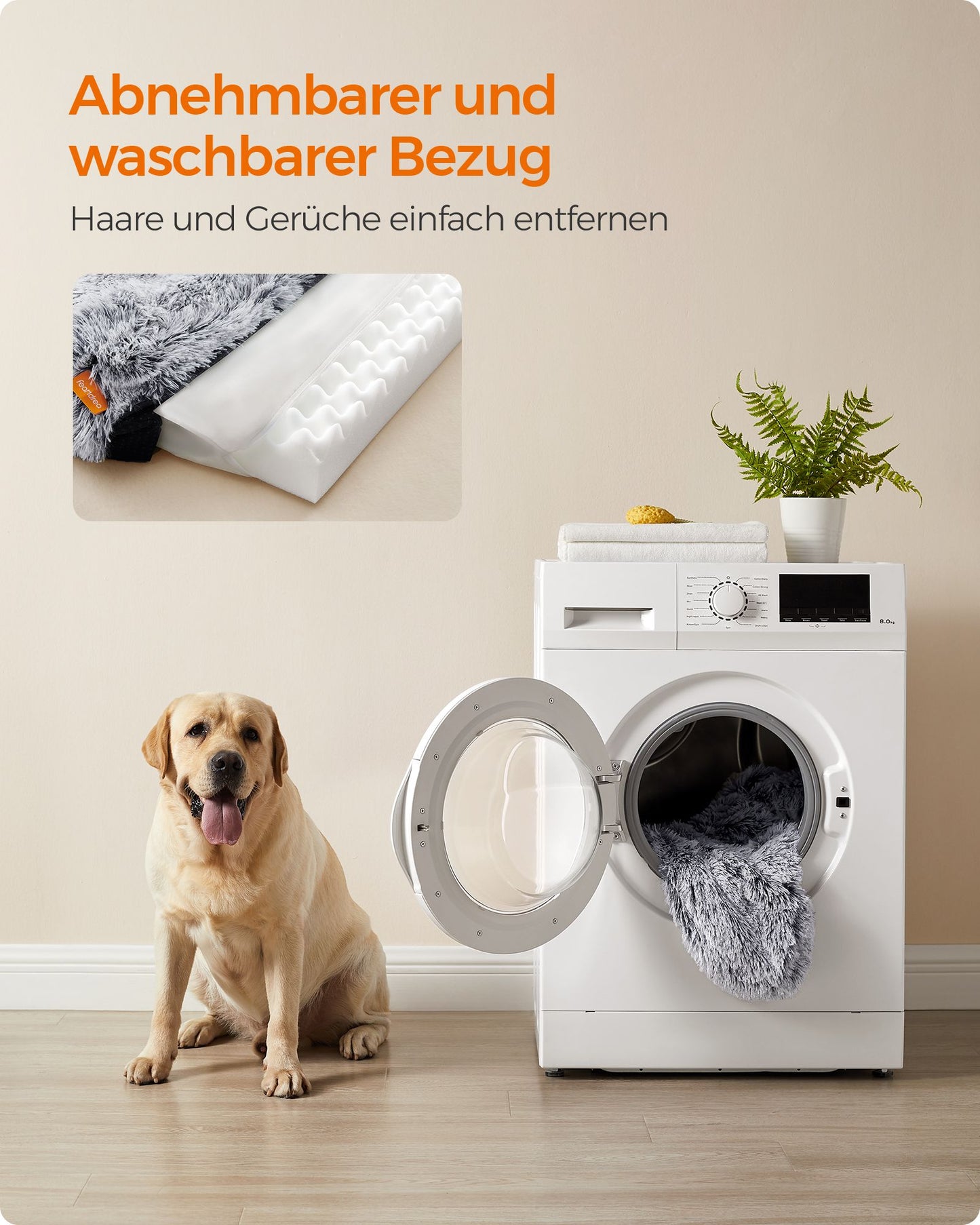 FluffyHug Hondenbed XXL - Maximale Ligruimte - Noppenschuim En Wasbare Hoes