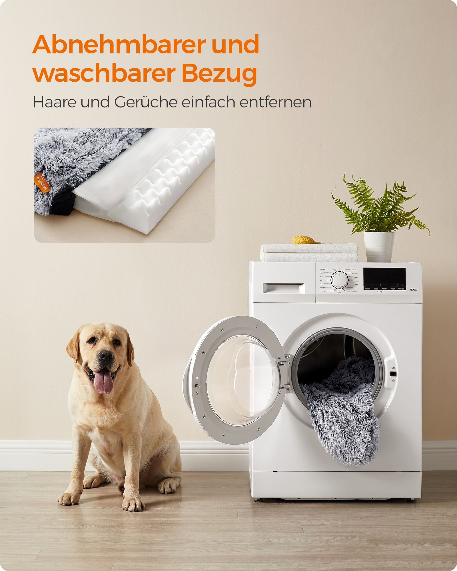 FluffyHug Hondenbed XXL - Maximale Ligruimte - Noppenschuim En Wasbare Hoes