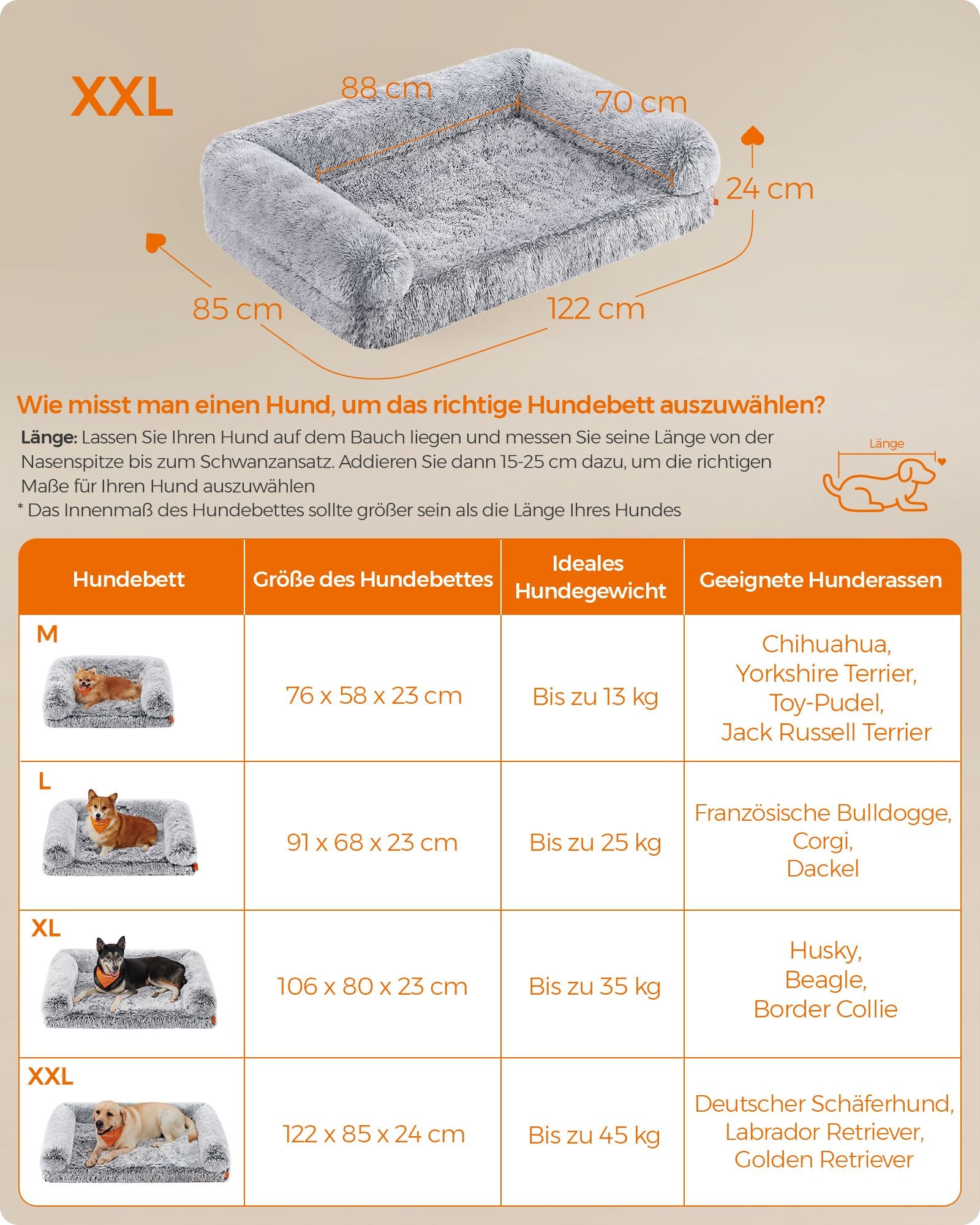 FluffyHug Hondenbed XXL - Maximale Ligruimte - Noppenschuim En Wasbare Hoes