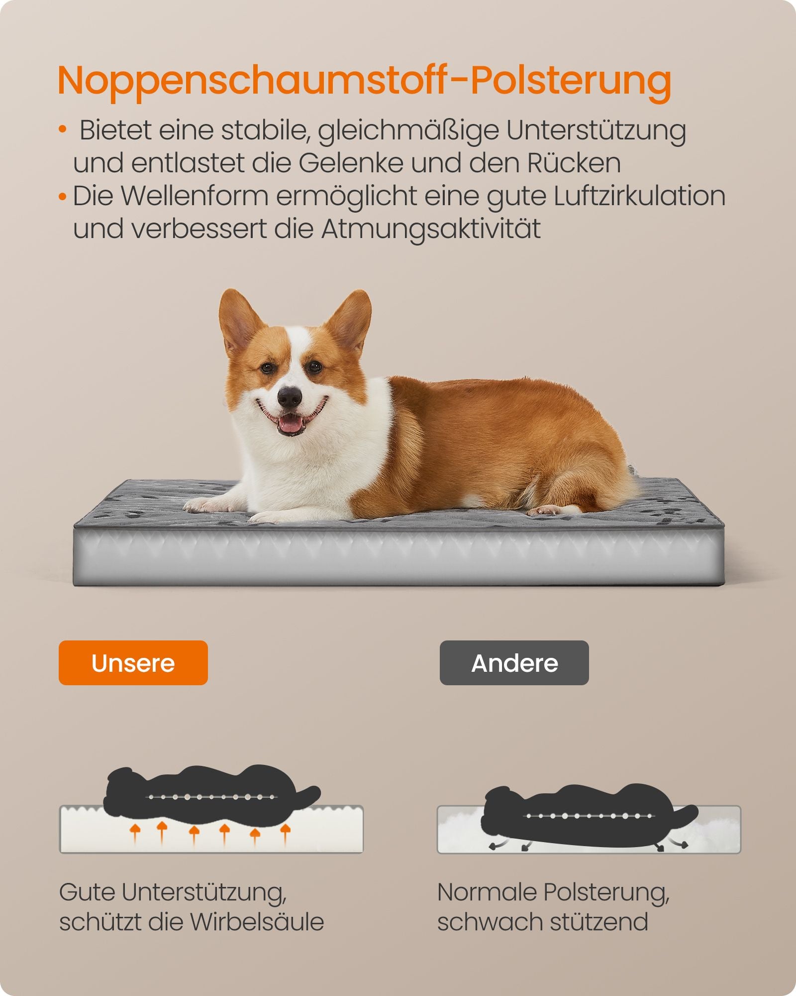 Orthopedisch Hondenmatras L Met Draaggreep - Noppenschuim - Afneembare Hoes
