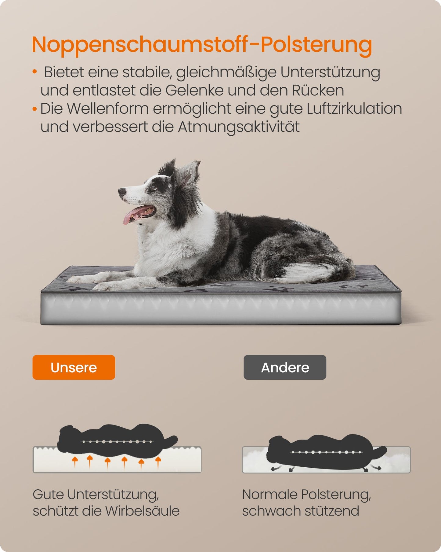 Orthopedisch Hondenmatras XL Met Draaggreep - Noppenschuim - Voor Grote Honden