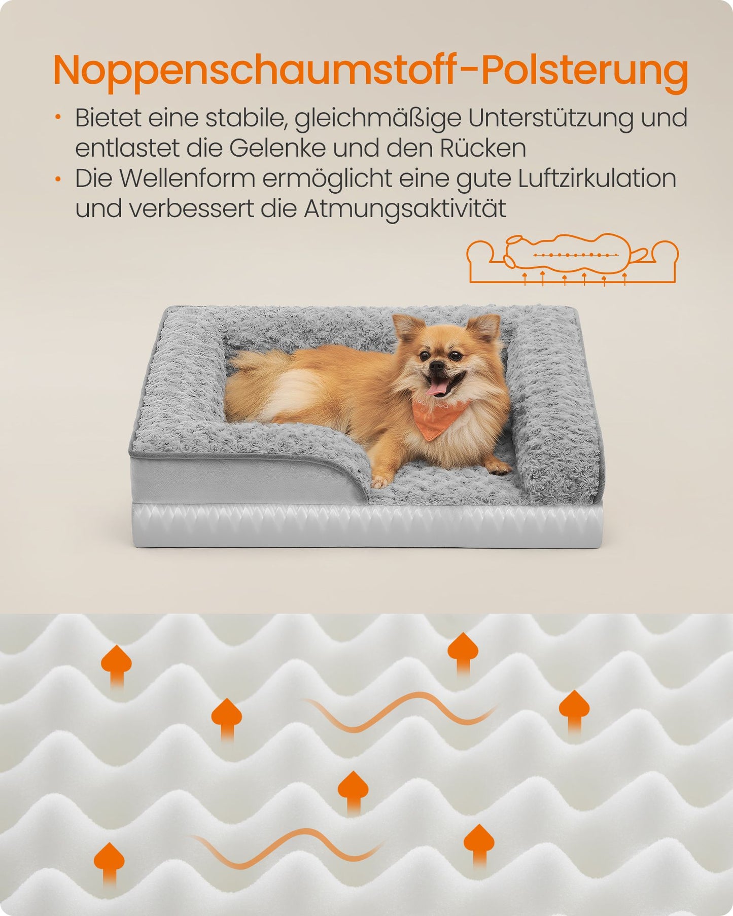 Orthopedisch Hondenbed M Met Rozenpluche - Noppenschuim - Ademend