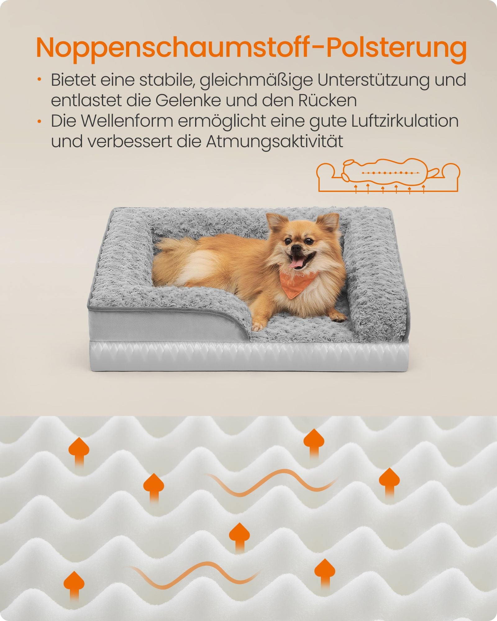 Orthopedisch Hondenbed M Met Rozenpluche - Noppenschuim - Ademend
