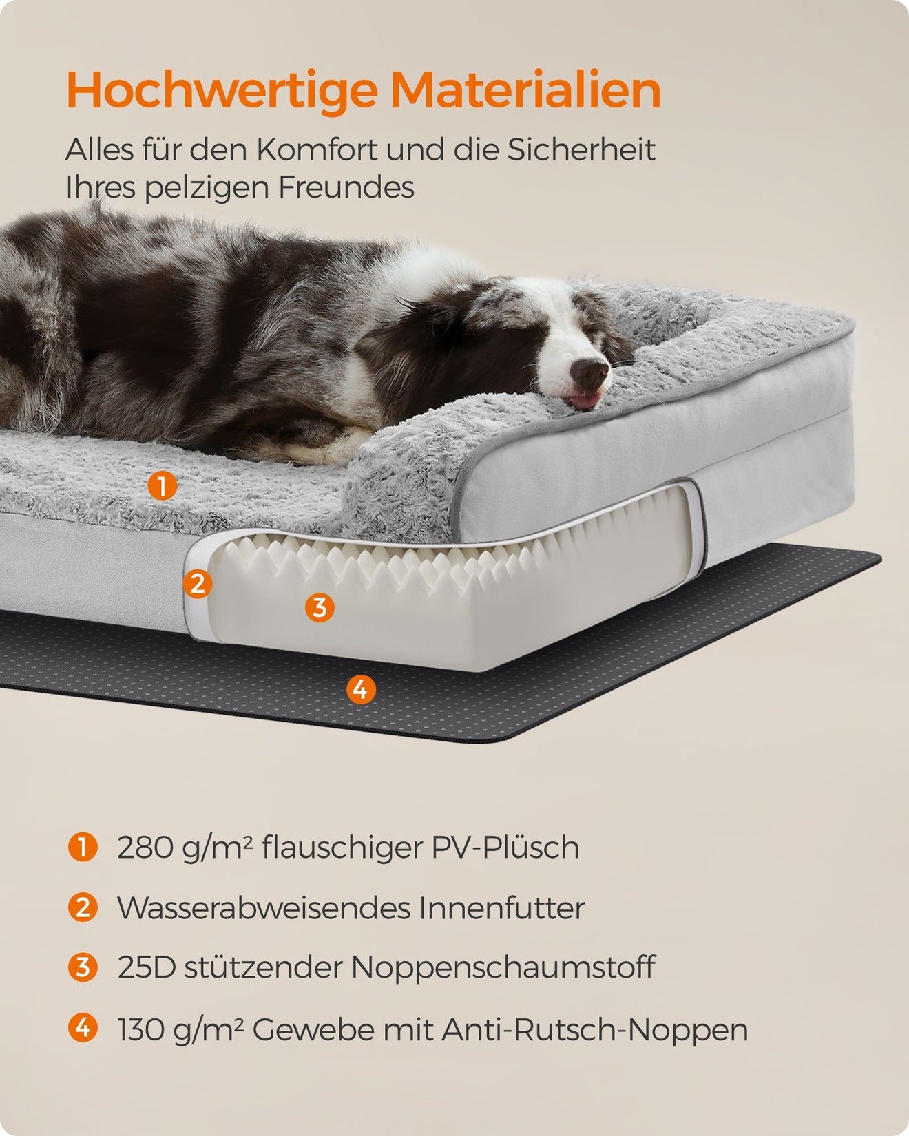 Orthopedisch Hondenbed L Met Rozenpluche - Noppenschuim - Verhoogde Randen