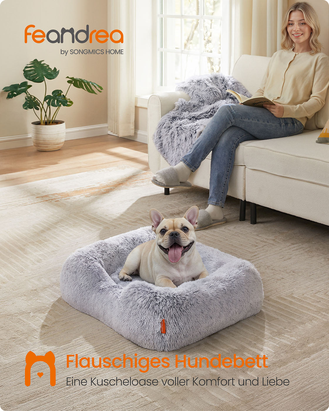 Hondenmand Met Verhoogde Randen - Afneembare Wasbare Hoes - Zacht PV-Pluche