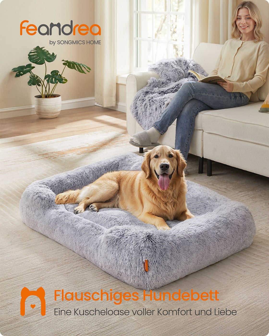 Hondenmand Met Verhoogde Randen XL - Wasbare Hoes - Fluweelzacht Pluche