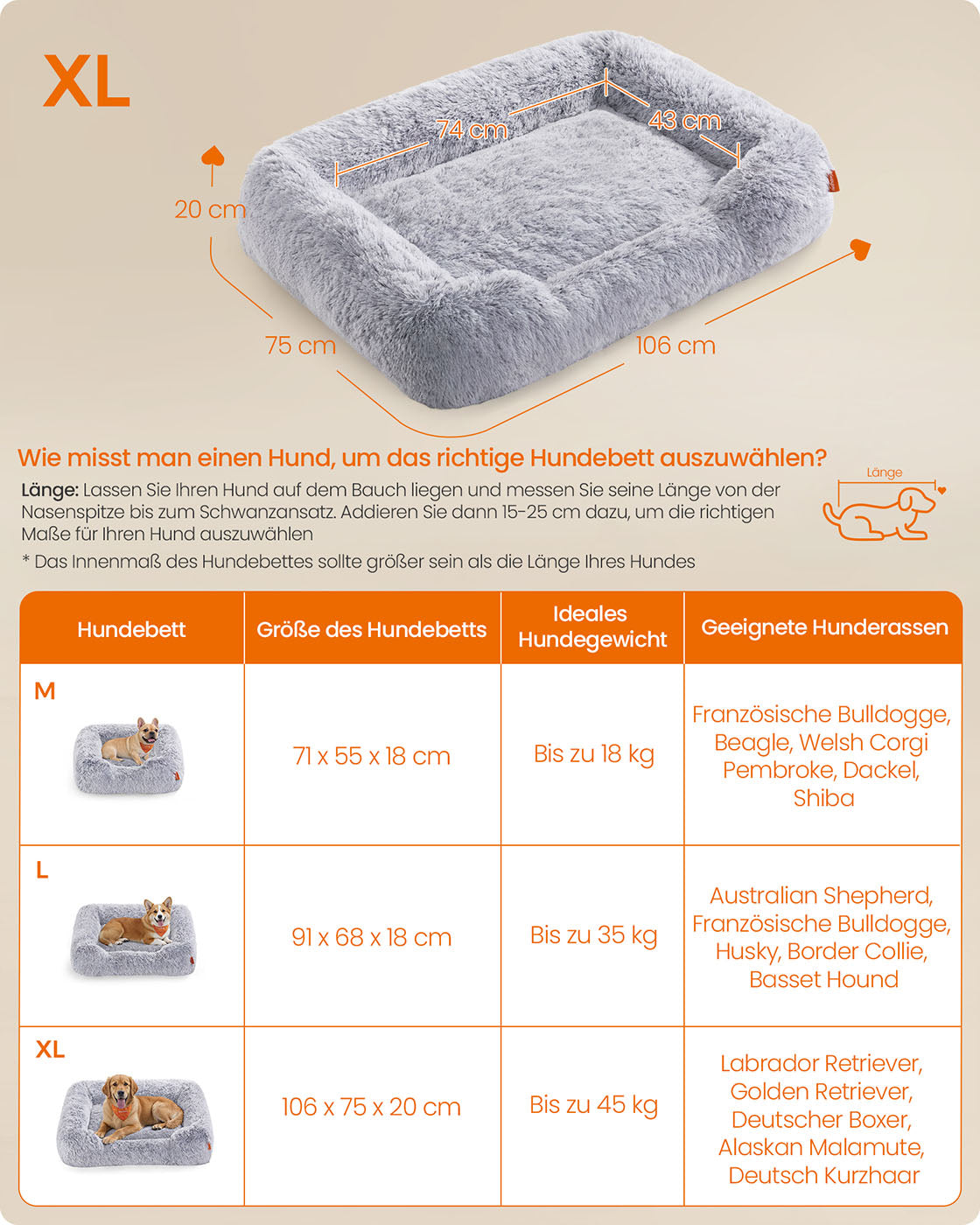 Hondenmand Met Verhoogde Randen XL - Wasbare Hoes - Fluweelzacht Pluche
