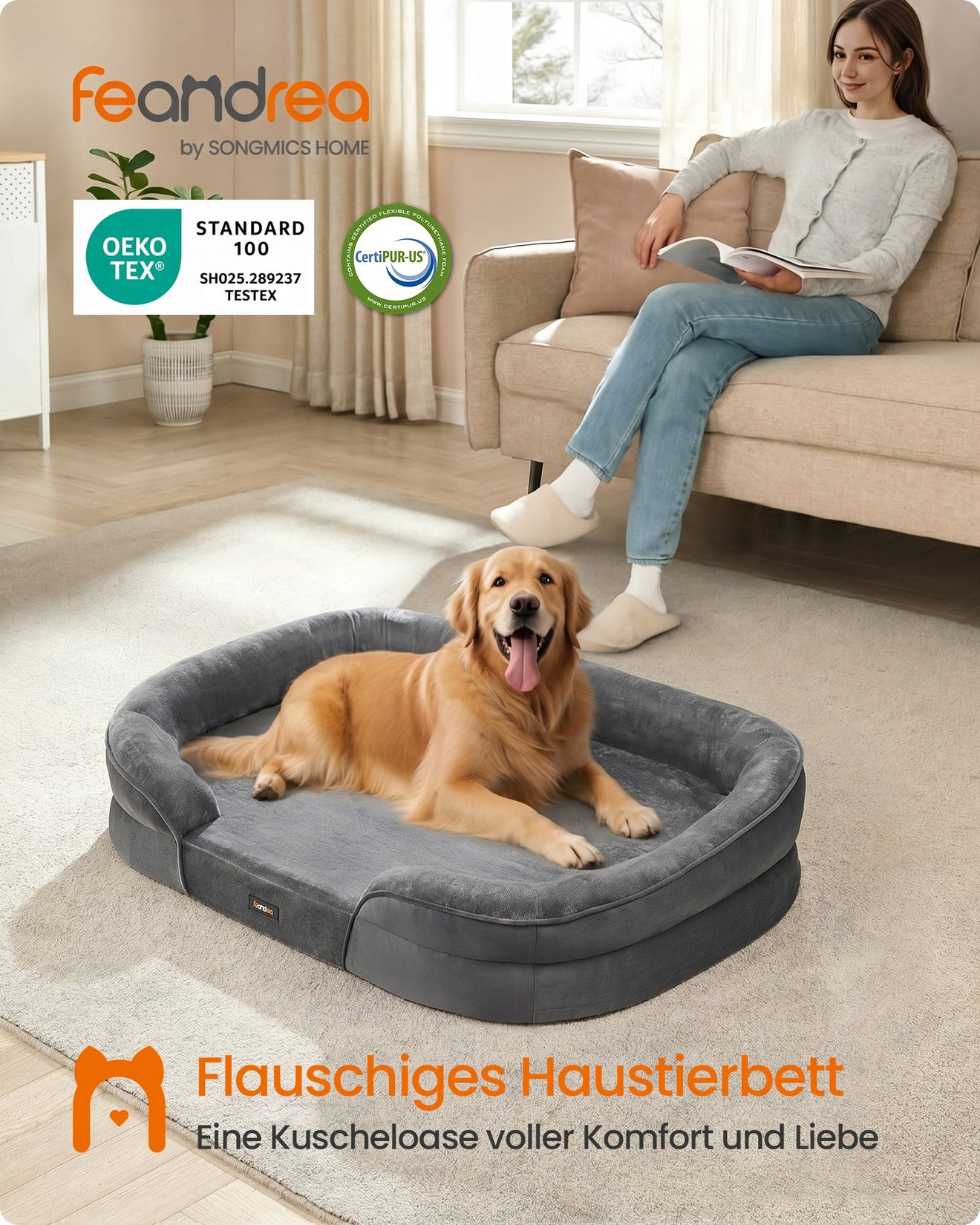 XL Hondenkussen Met Noppenschuim - Verhoogde Rand - Voor Grote Honden