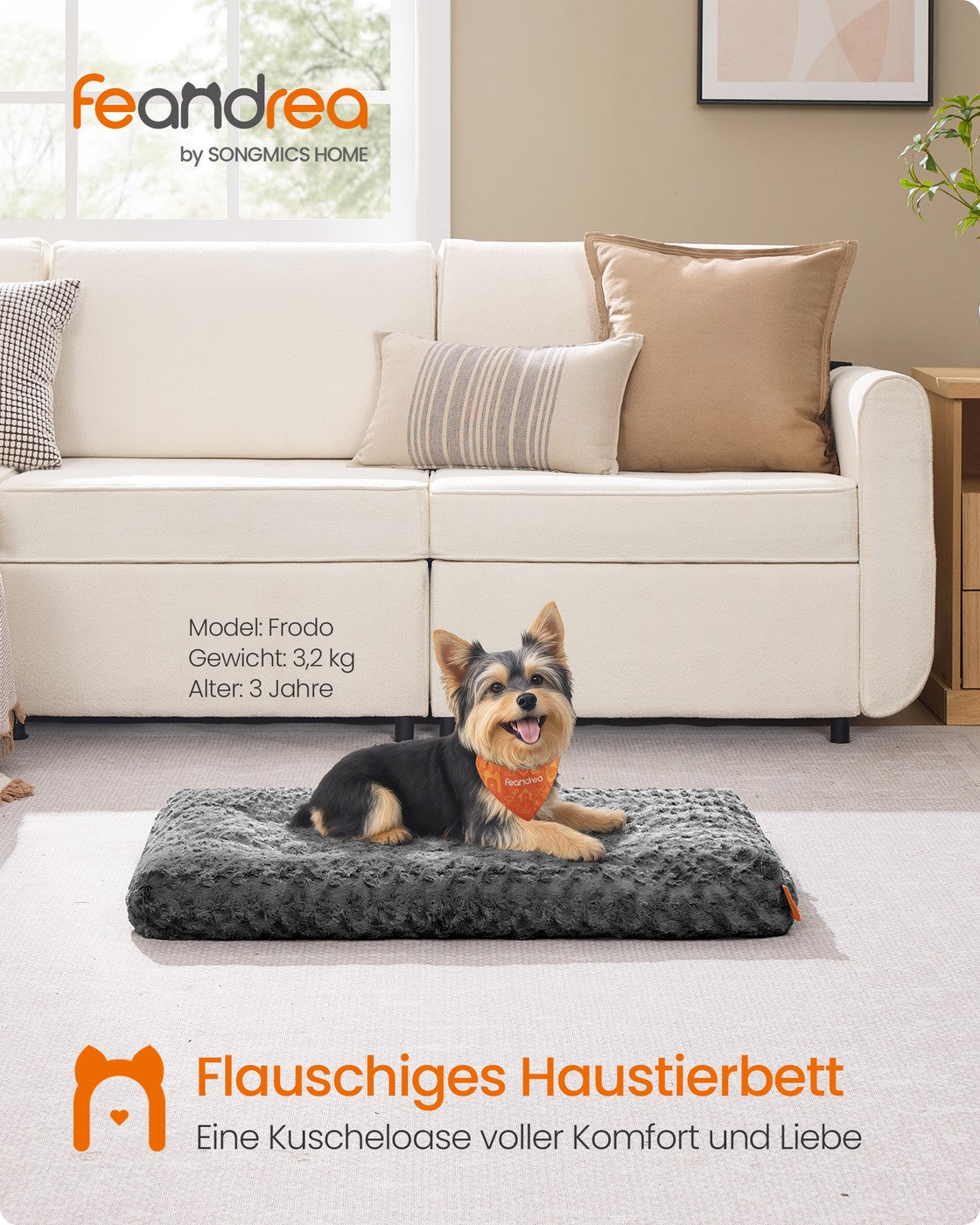 Hondenbed Met Rozenpatroon Pluche - Compact Formaat - Maat S