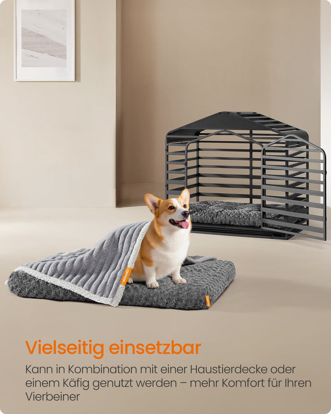 Hondenbed Met Rozenpatroon Pluche - Zachte Vulling - Maat M