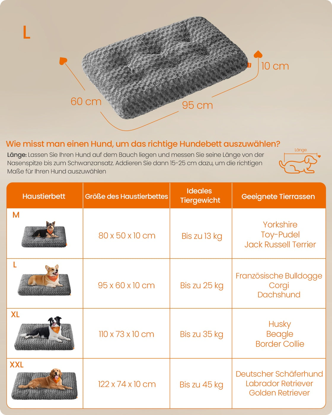 Hondenbed Met Rozenpatroon Pluche - Zachte Vulling - Maat M