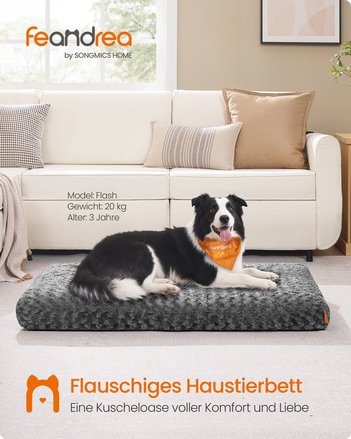 Hondenbed Met Rozenpatroon Pluche - Verhoogde Randen - Maat L