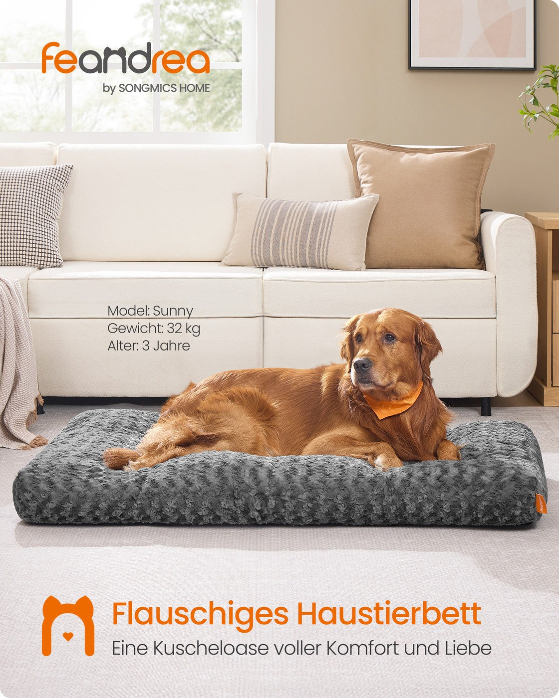 Hondenbed Met Rozenpatroon Pluche - Antislip Noppen - Maat XL