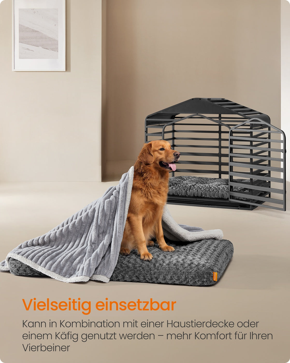 Hondenbed Met Rozenpatroon Pluche - Antislip Noppen - Maat XL