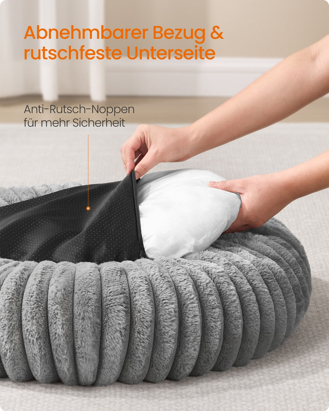 Donut Hondenmand Rond 60 cm - Kalmerend Imitatiebont - Wasbaar