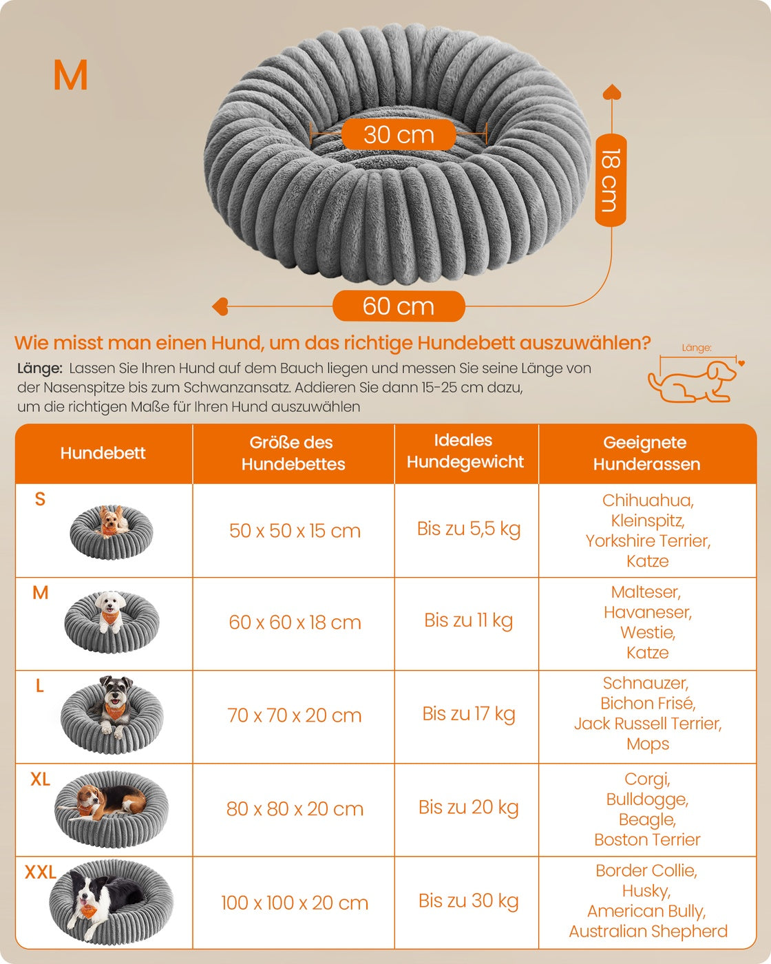 Donut Hondenmand Rond 60 cm - Kalmerend Imitatiebont - Wasbaar