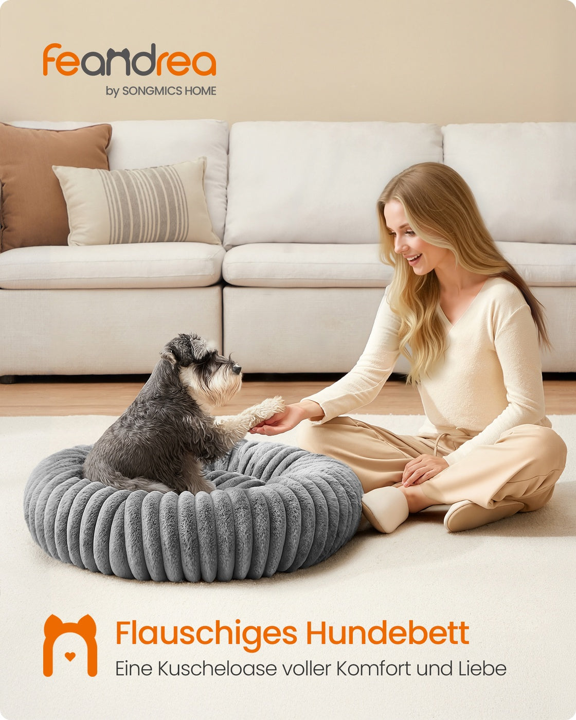 Donut Hondenmand Rond 70 cm - Zacht Imitatiebont - Verhoogde Rand