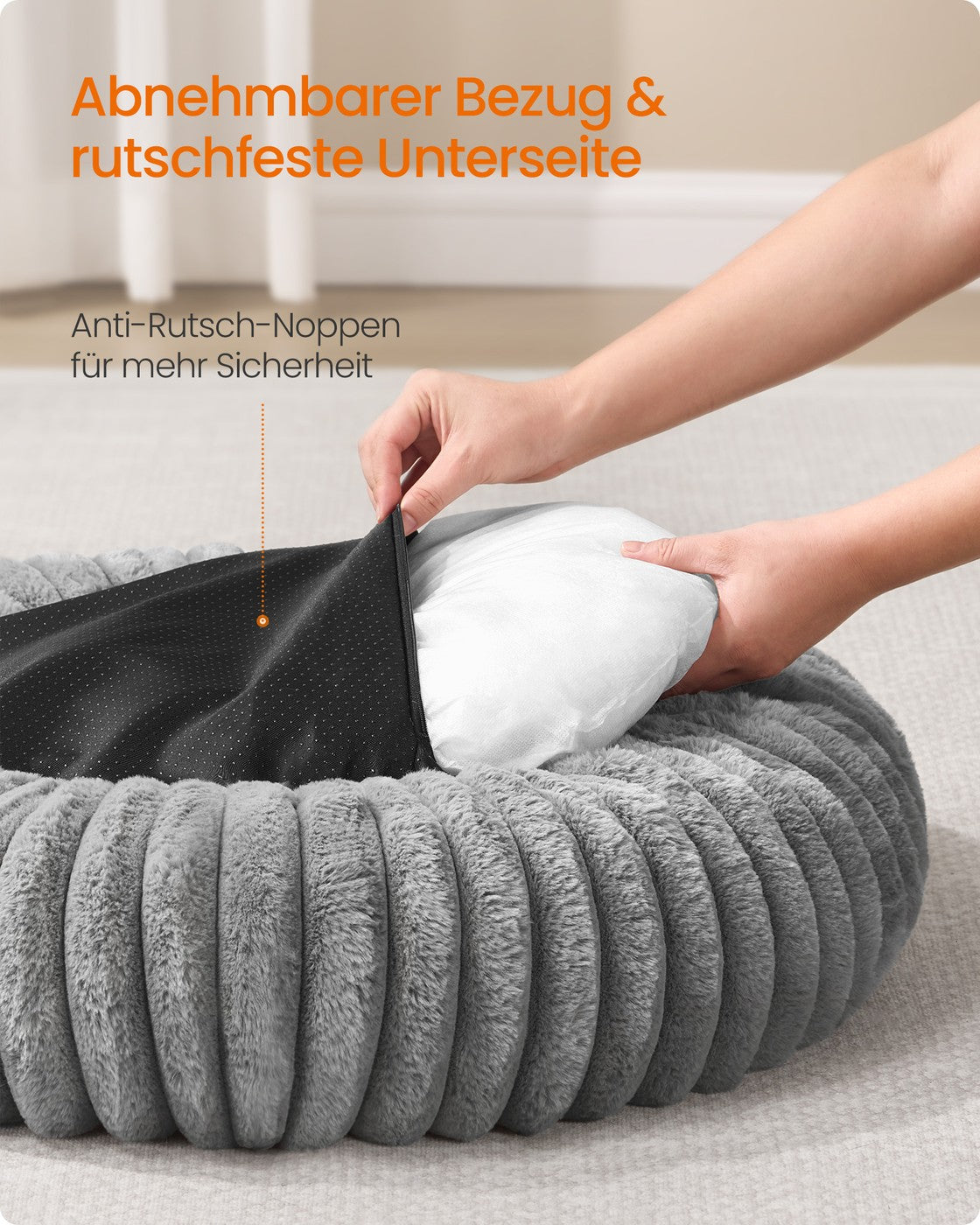 Donut Hondenmand Rond 70 cm - Zacht Imitatiebont - Verhoogde Rand