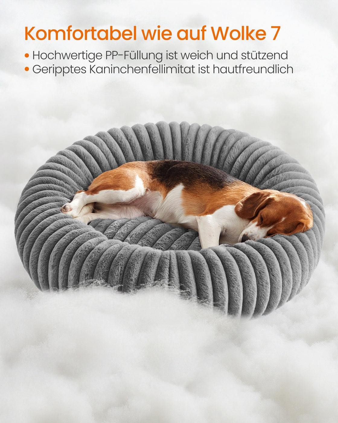 Donut Hondenmand Rond 80 cm - Kalmerend Imitatiebont - Voor Middelgrote Honden