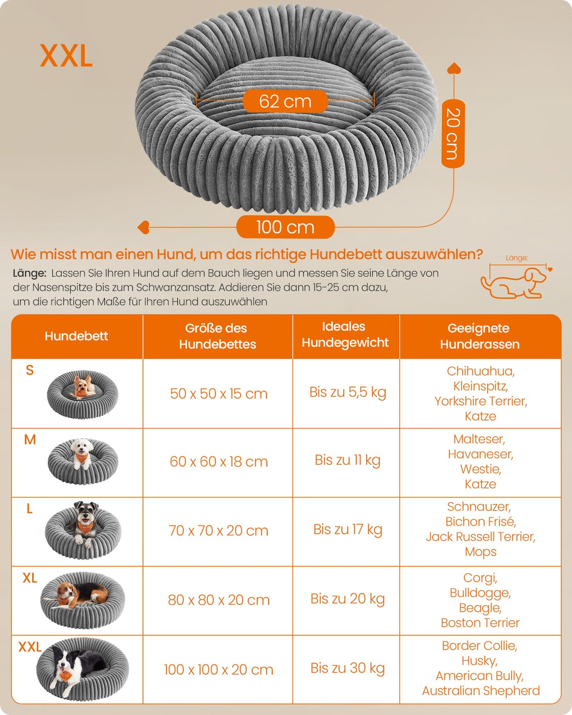 Groot Rond Donut Hondenbed - Imitatiebont Met Verhoogde Rand - Wasbaar