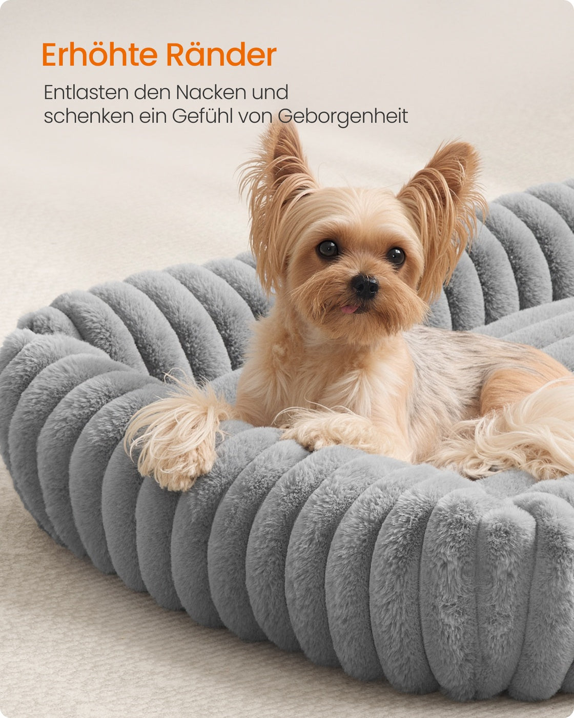 Ortho Hondenmand Met Knuffelkussen Voor Kleine Honden - Imitatiebont - Verhoogde Rand