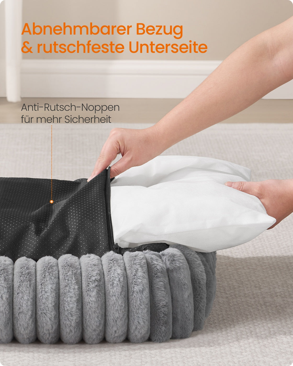 Ortho Hondenmand Met Knuffelkussen Voor Kleine Honden - Imitatiebont - Verhoogde Rand