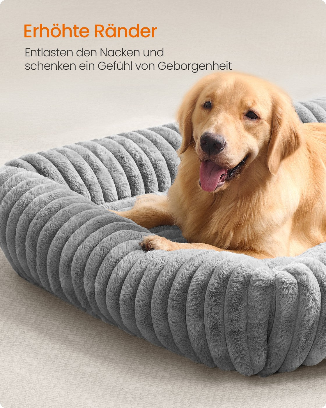 Ortho Hondenmand Met Knuffelkussen Voor Grote Honden - Imitatiebont - Wasbaar